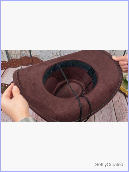 Western Cowgirl Hat Belt Earrings Necklace Set Horse Race Costume main image 6
